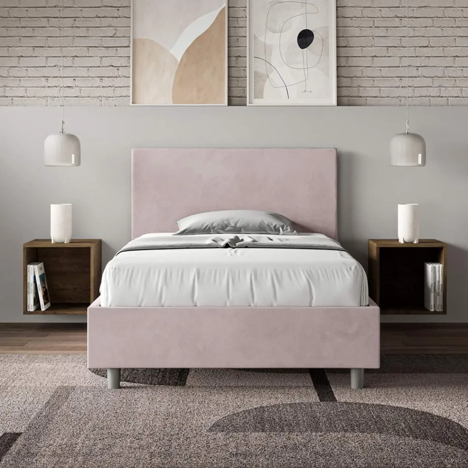 Letto Una Piazza e Mezzo 120x200 cm con Testata in Microfibra Made in Italy - Pallone Viadurini