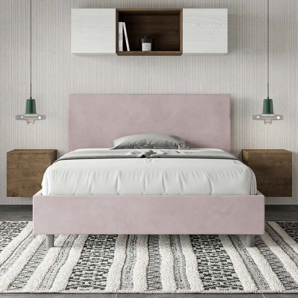 Letto Una Piazza e Mezzo 140x200 cm con Testata in Microfibra Made in Italy - Pallone Viadurini
