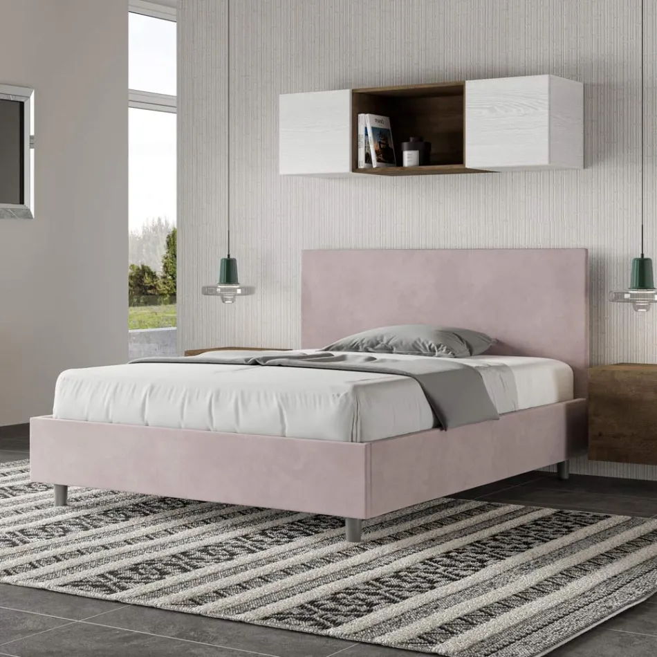 Letto Una Piazza e Mezzo 140x200 cm con Testata in Microfibra Made in Italy - Pallone Viadurini