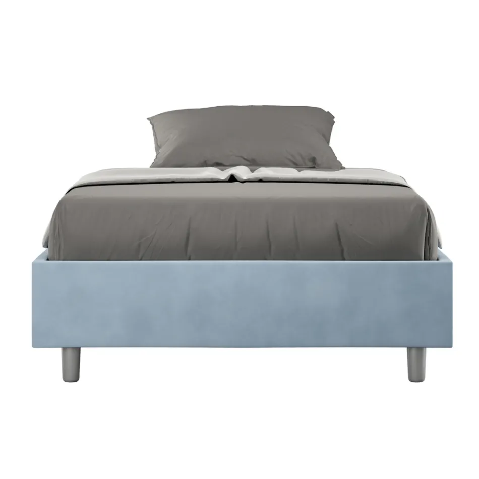 Letto Una Piazza e Mezzo 140x200 cm Rivestito in Microfibra Made in Italy - Atleta Viadurini