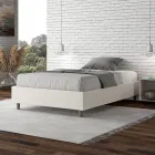 Letto Una Piazza e Mezzo 140x200 cm Rivestito in Similpelle Made in Italy - Atleta Viadurini