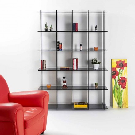 Libreria a muro design moderno in plexiglass fumé Sfera4 Viadurini