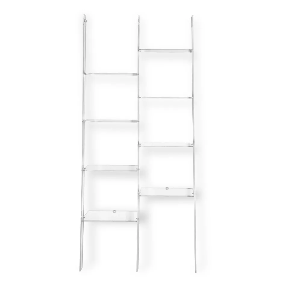 Libreria a Muro in Plexiglass Trasparente Design fino 4 Elementi - Trezza Viadurini