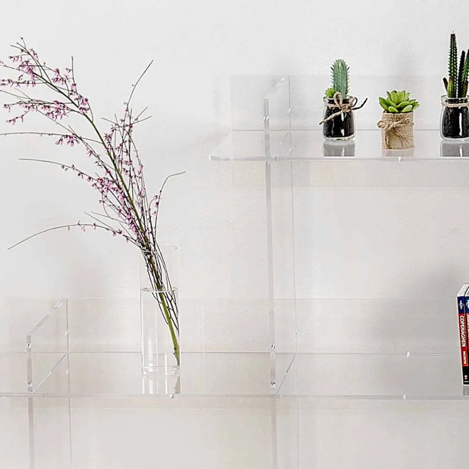 Libreria a muro trasparente Sfera3 L180 x H180 x P30 cm, made in Italy Viadurini
