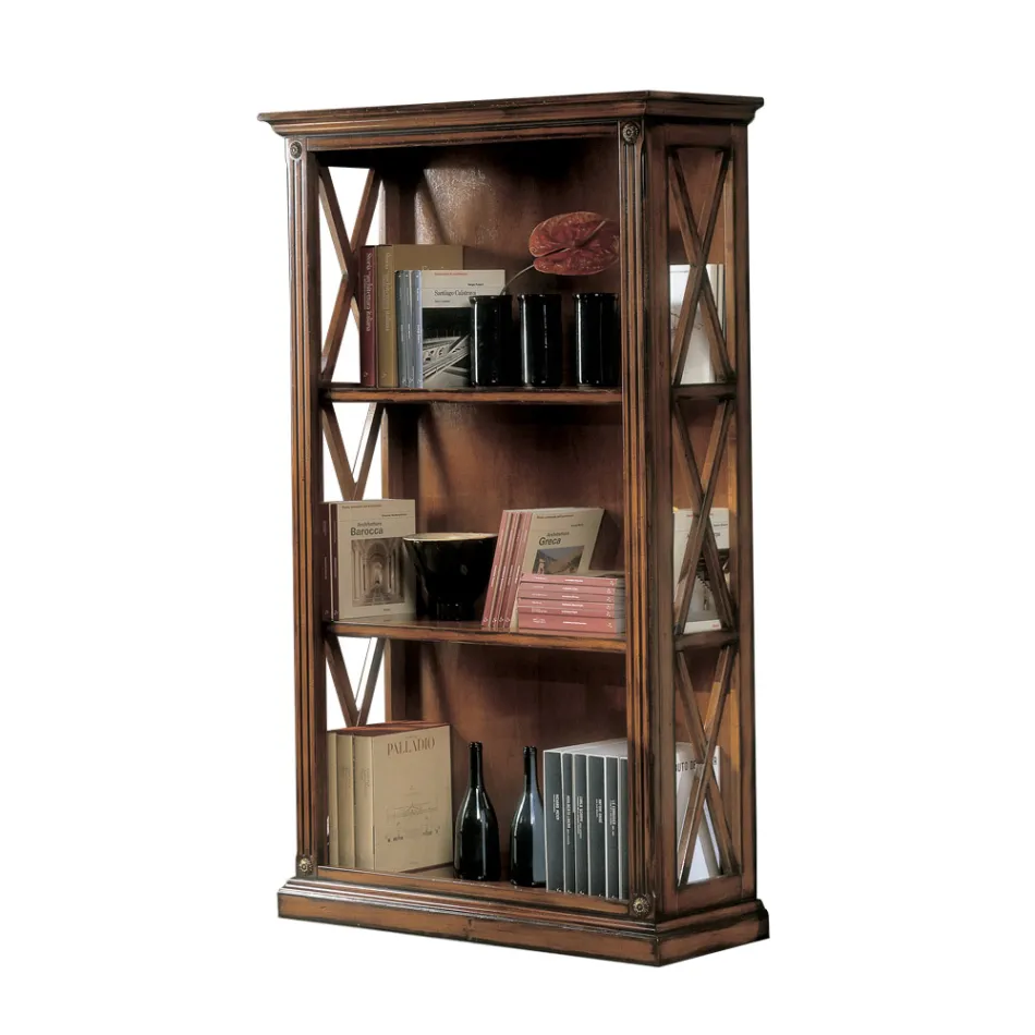 Libreria Alta con Struttura in Legno e Vani a Giorno Made in Italy - Fauno Viadurini