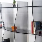 Libreria autoportante/a muro design moderno Pam fumé, made in Italy Viadurini