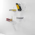 Libreria da parete bianca design moderno Carol, made in Italy Viadurini