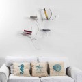 Libreria da parete bianca design moderno Carol, made in Italy