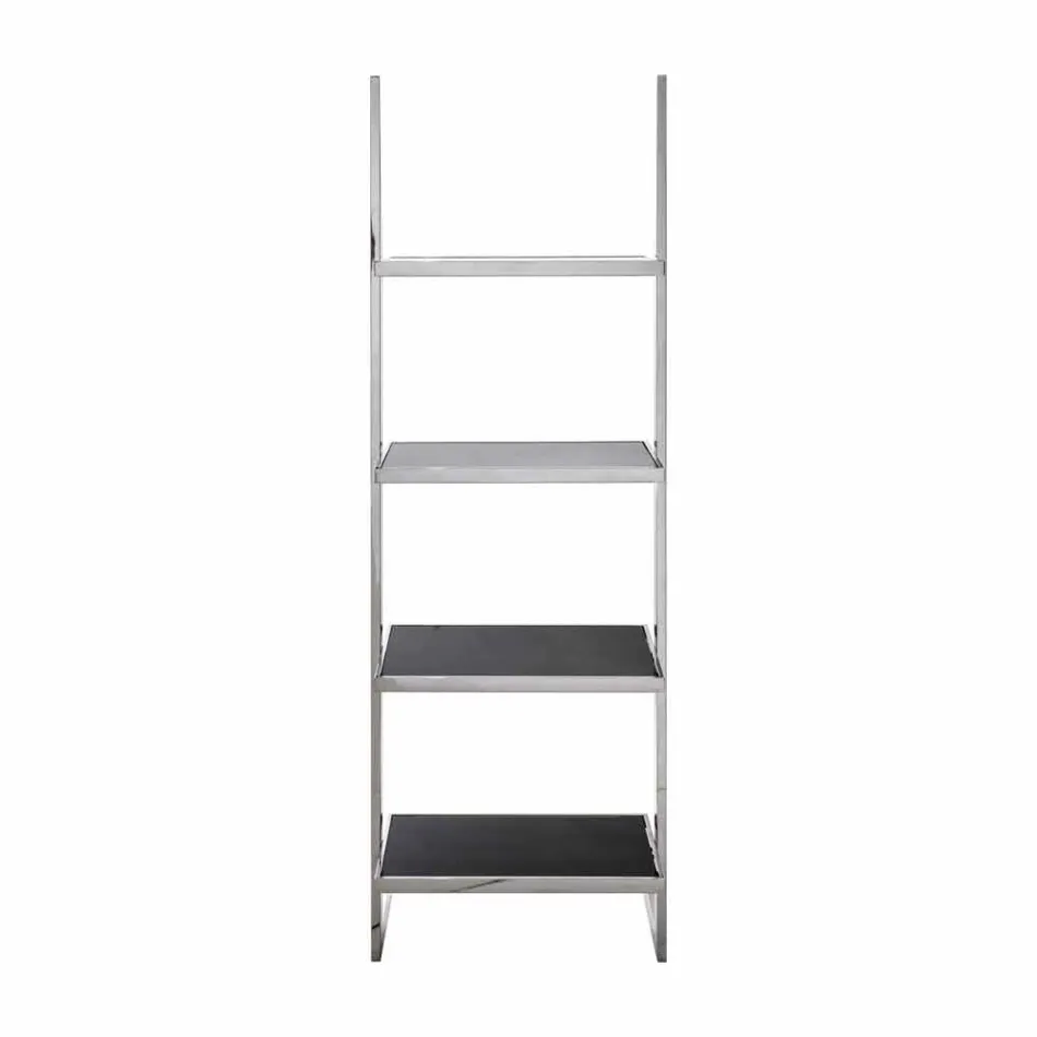 Libreria da parete in acciaio e vetro di design 60x180x44cm Tafre Viadurini