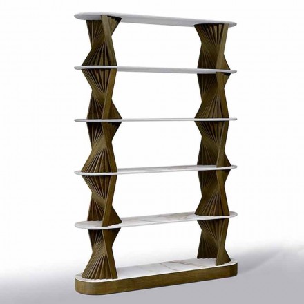 Libreria da Terra di Design in Legno con Piani in Gres Made in Italy - Aspide Viadurini