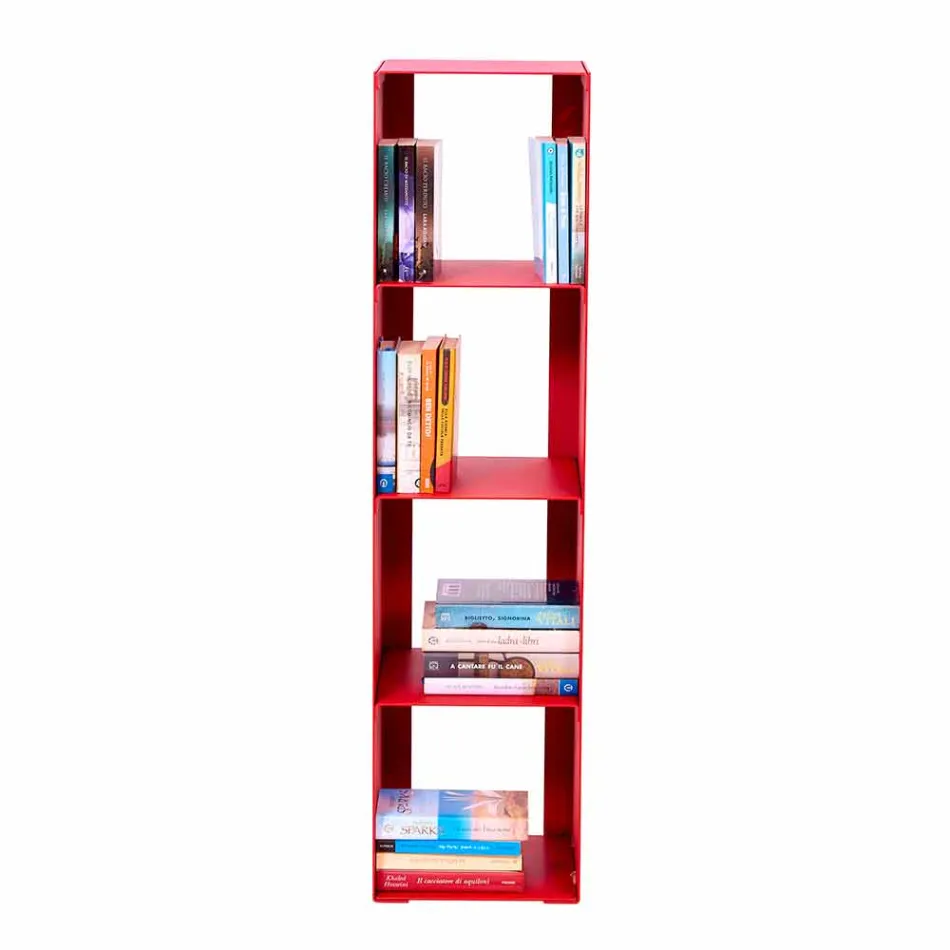 Libreria da Terra Moderna Ferro Nero, Rosso, Bianco o Grigio Made in Italy – Pls Viadurini