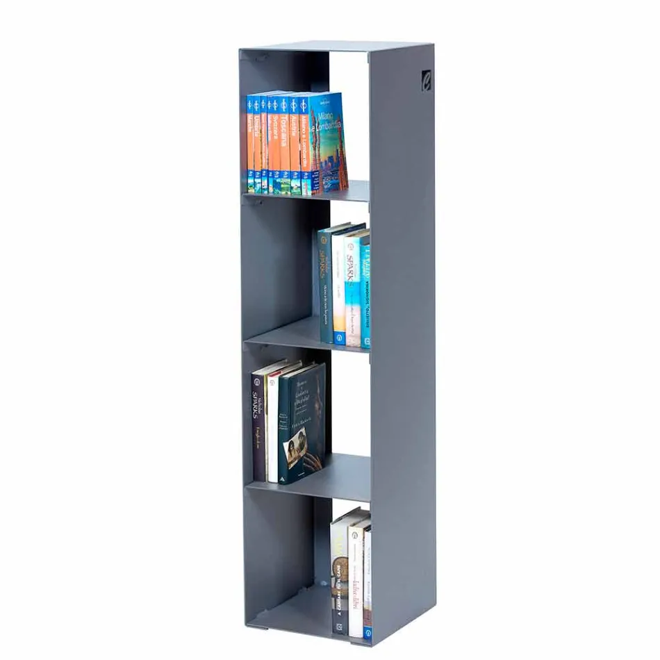 Libreria da Terra Moderna Ferro Nero, Rosso, Bianco o Grigio Made in Italy – Pls Viadurini