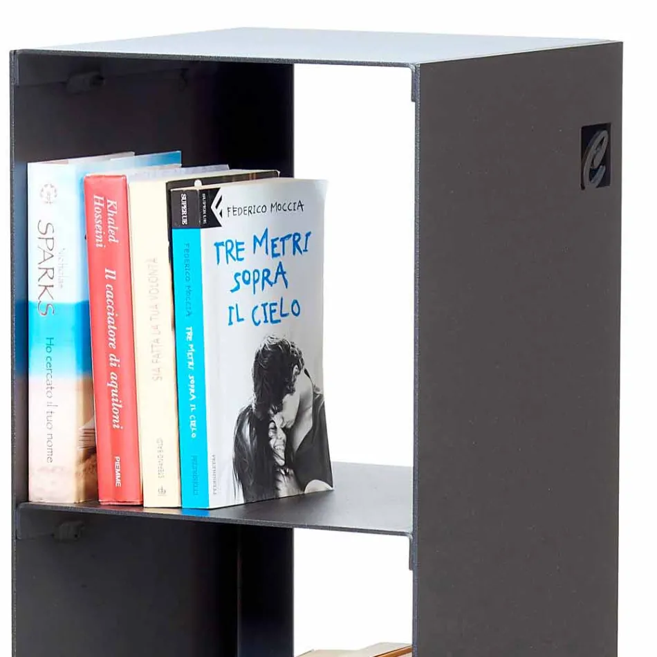 Libreria da Terra Moderna Ferro Nero, Rosso, Bianco o Grigio Made in Italy – Pls Viadurini