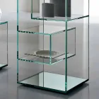 Libreria Espositore Bassa da Salotto Freestanding in Vetro Extrachiaro - Linzy Viadurini
