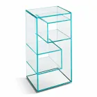 Libreria Espositore Bassa da Salotto Freestanding in Vetro Extrachiaro - Linzy Viadurini