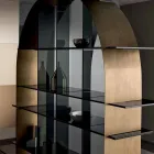 Libreria Freestanding ad Arco in Vetro Fumè e Bronzo Spazzolato Design - Marco Viadurini