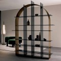 Libreria Freestanding ad Arco in Vetro Fumè e Bronzo Spazzolato Design - Marco