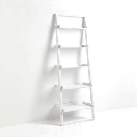 Libreria in MDF Laccato Bianco Opaco con 5 Ripiani - Cadmio Viadurini