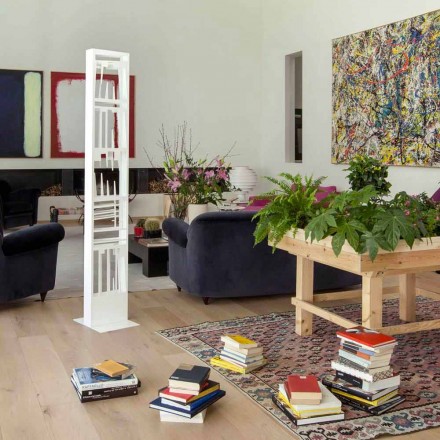 Libreria Moderna da Terra con Scaffali in Metallo Bianco Made in Italy – Bolivia Viadurini