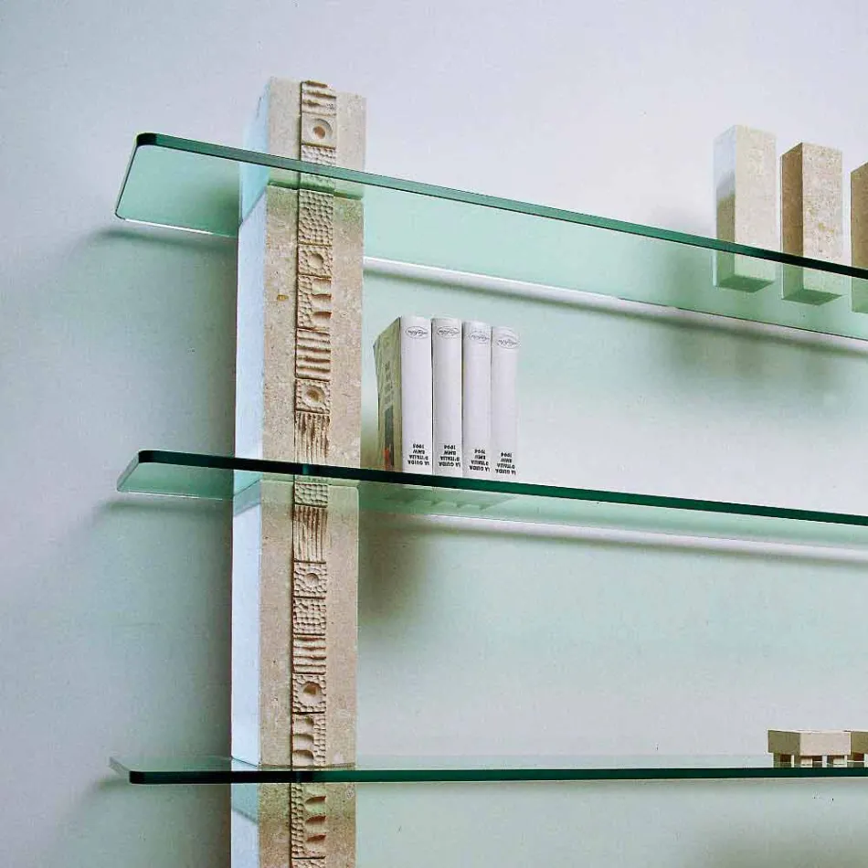 Libreria modulare in pietra e cristallo dal design moderno Galene Viadurini
