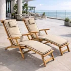Lounger da Giardino in Legno di Teak Naturale – Yggdrasil Viadurini