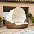 Lounger Prendisole da Giardino con Tettuccio in Polyrattan - Colin