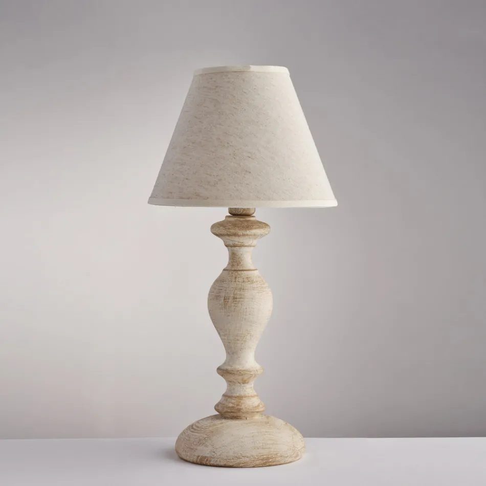 Lume in Legno con Paralume  Made in Italy per Arredare L’interno - Toscana Viadurini