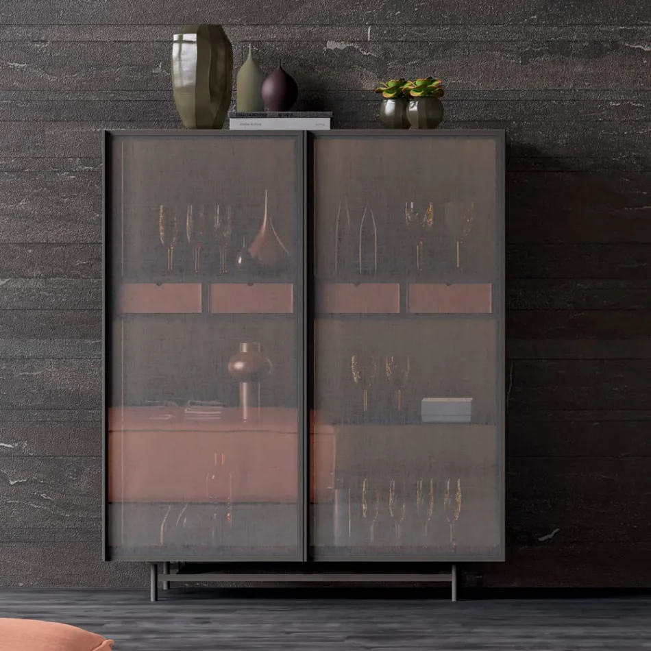 Madia a 2 Ante in Legno Ecologico e Metallo Alta Qualità Made in Italy - Aaron Viadurini