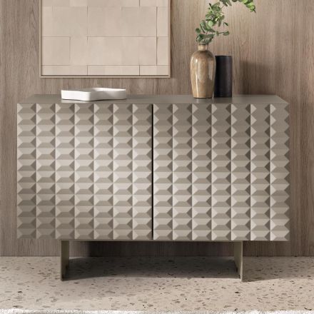 Madia con 2 Ante in MDF Rivestito in PVC Laccato Made in Italy - Dorotea Viadurini