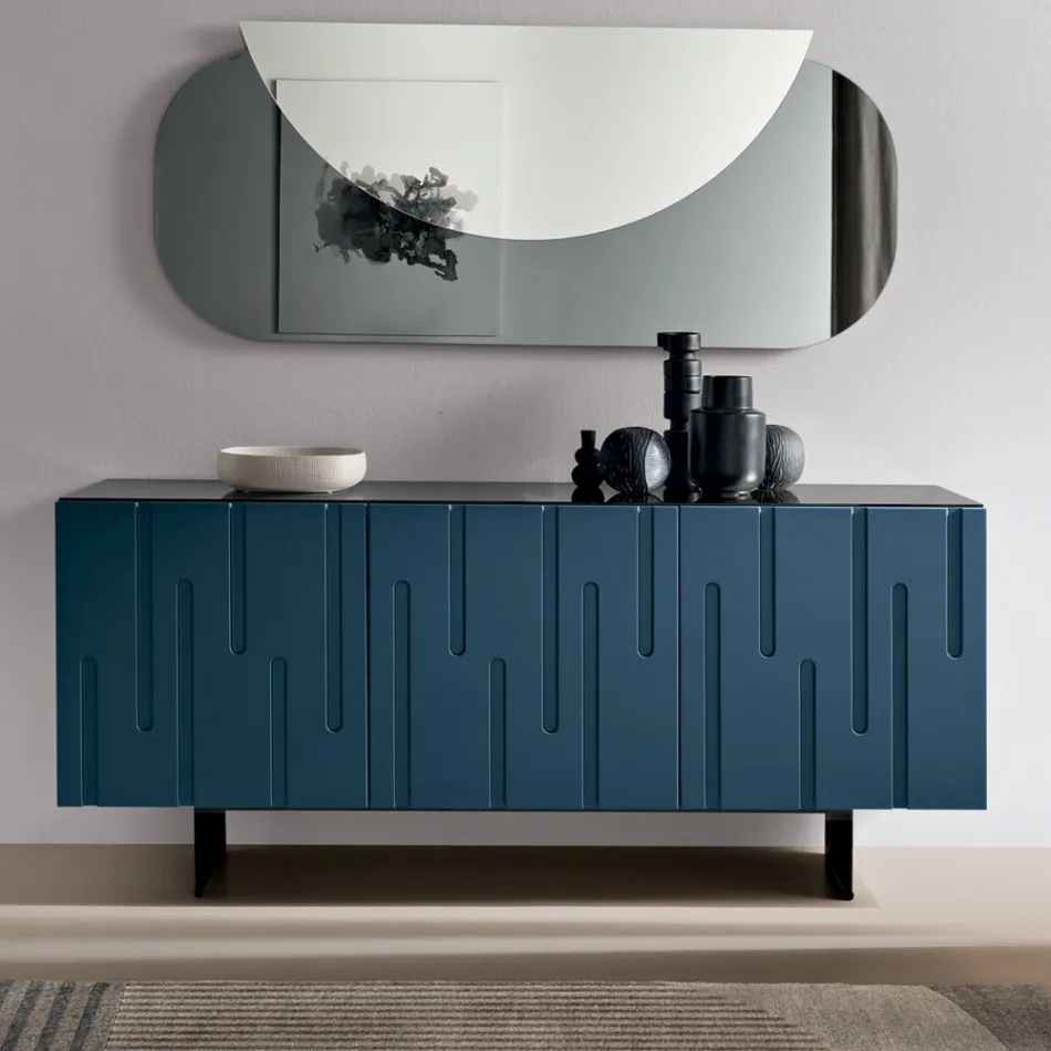 Madia con 3 Ante con Apertura Push Pull in MDF Made in Italy - Fabrizia Viadurini