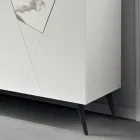 Madia con 3 Ante in MDF Laccato Pantografate e Inseri in Vetro Effetto Marmo - Danila Viadurini