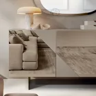 Madia con 3 Ante in MDF Laccato Rivestite in Vetro Specchio - Diletta Viadurini