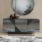 Madia con 3 Ante in MDF Laccato Rivestite in Vetro Specchio - Diletta Viadurini