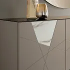 Madia con 4 Ante in MDF Laccato Pantografate e Inseri in Vetro Effetto Marmo - Danila Viadurini