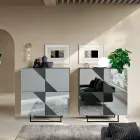 Madia con 4 Ante in MDF Laccato Rivestite in Vetro Specchio - Diletta Viadurini