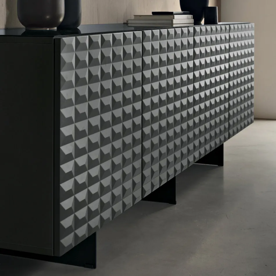 Madia con 4 Ante in MDF Rivestito in PVC Laccato Made in Italy - Dorotea Viadurini