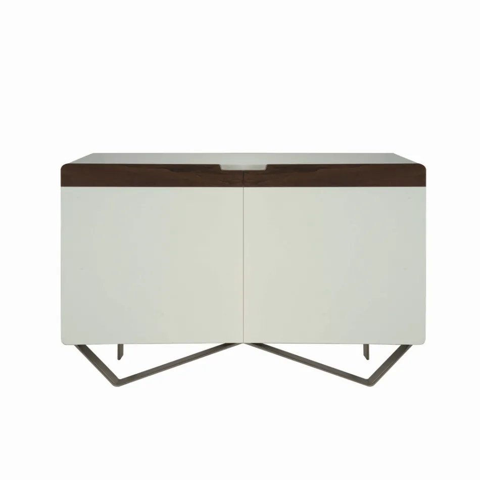 Madia con Struttura in Mdf Bianco 2 Piedi in Ferro Made in Italy - Corallo Viadurini