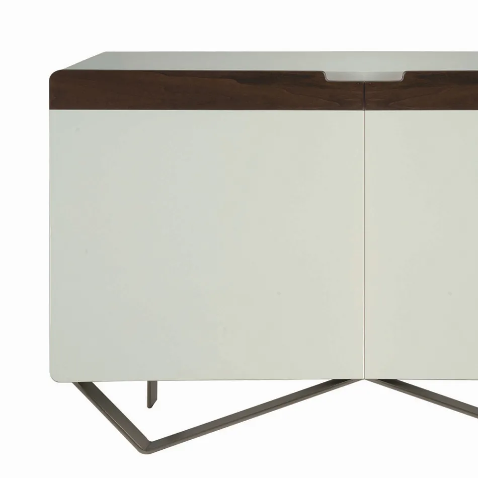 Madia con Struttura in Mdf Bianco 2 Piedi in Ferro Made in Italy - Corallo Viadurini