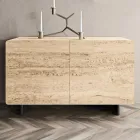 Madia da Salotto con 2 Ante in Finitura Marmo Travertino Made in Italy  - Jon  Viadurini