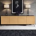 Madia da Salotto con 4 Ante in Finitura Frassino Naturale Made in Italy - Melek