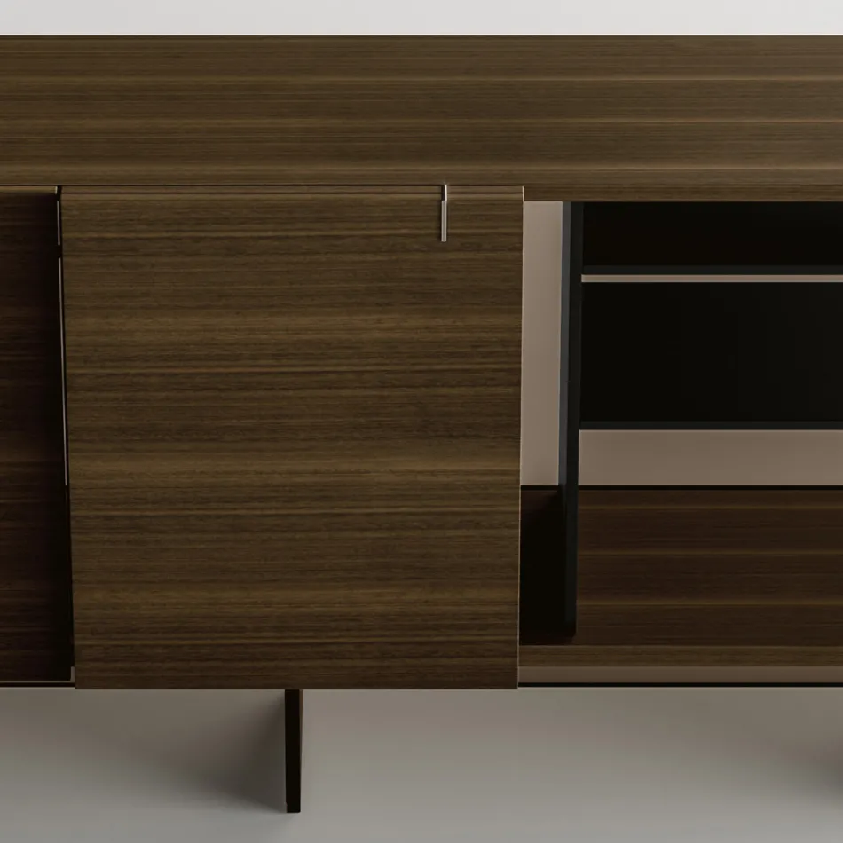Madia da Salotto in Legno con Struttura in Vetro Made in Italy - Azuki Viadurini