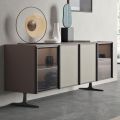 Madia da Salotto in Legno Ecologico e Vetro 4 Ante Made in Italy - Aaron