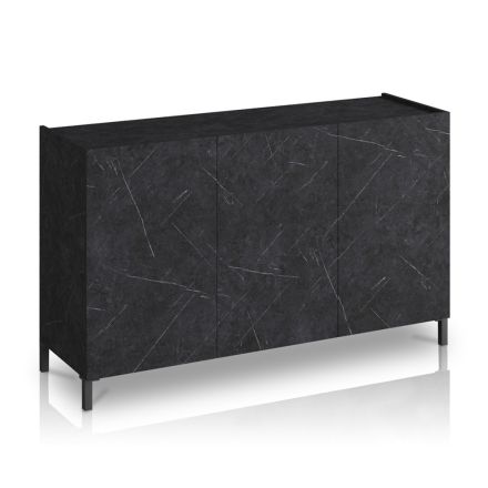 Madia da Salotto Rivestita in Melaminico Finitura Marmo Made in Italy - Zinco Viadurini