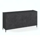 Madia da Salotto Rivestita in Melaminico Finitura Marmo Made in Italy - Zinco Viadurini