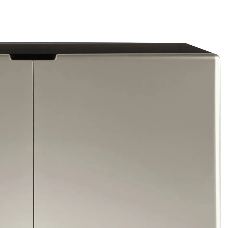Madia da Soggiorno con 2 Ante in Finitura Nichel Made in Italy - Ulles Viadurini