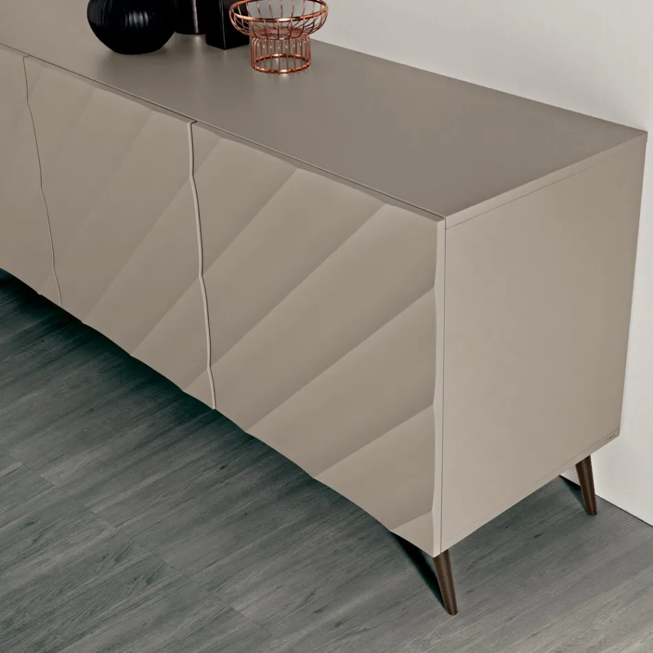 Madia da Soggiorno con 3 Ante in MDF Disponibili in Diverse Finiture - Elettra Viadurini