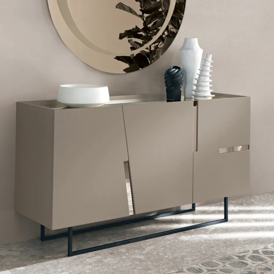 Madia da Soggiorno con 3 Ante in MDF Laccato Made in Italy - Elena Viadurini