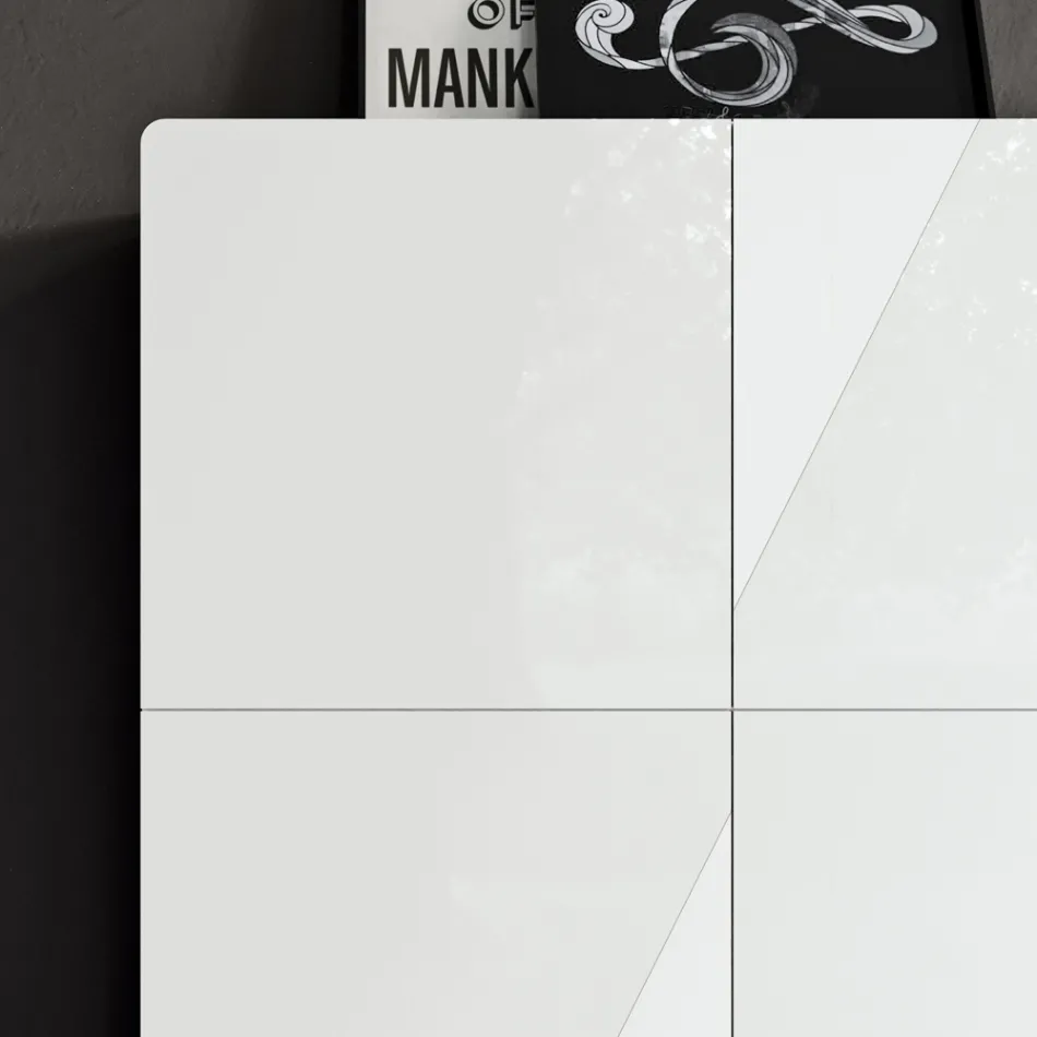 Madia da Soggiorno con 4 Ante in Finitura White Glass Made in Italy - Eline Viadurini