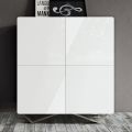 Madia da Soggiorno con 4 Ante in Finitura White Glass Made in Italy - Eline
