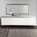 Madia da Soggiorno con 4 Ante in MDF Finitura Bianca e Nichel Made in Italy - Emie